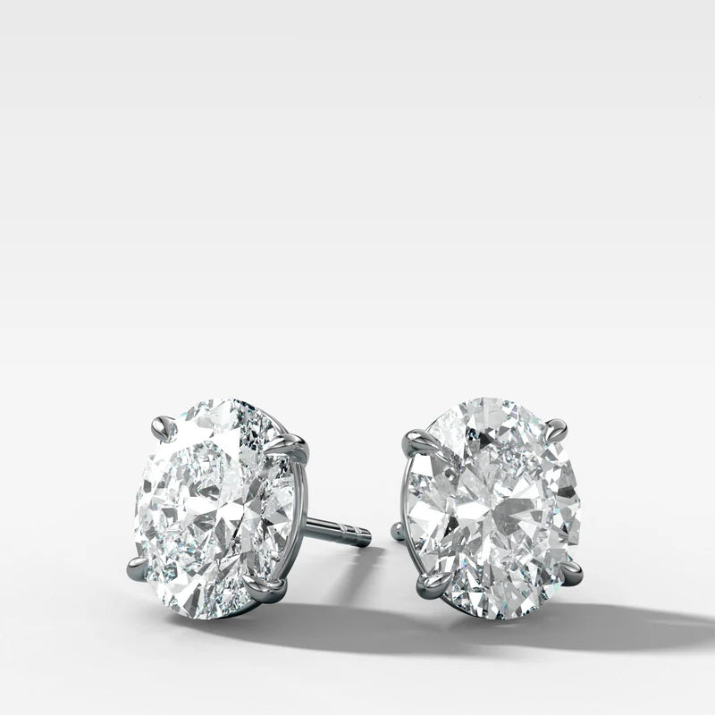 Oval Cut Single Prong Studs