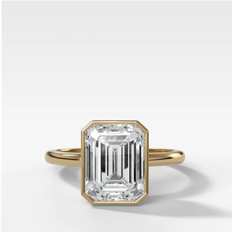Penumbra Bezel Set Engagement Ring With Emerald Cut