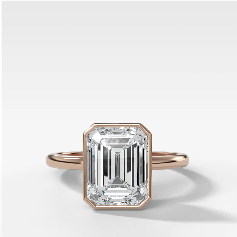 Penumbra Bezel Set Engagement Ring With Emerald Cut