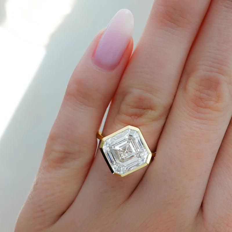 Penumbra Bezel Set Engagement Ring With Tilted Asscher Cut