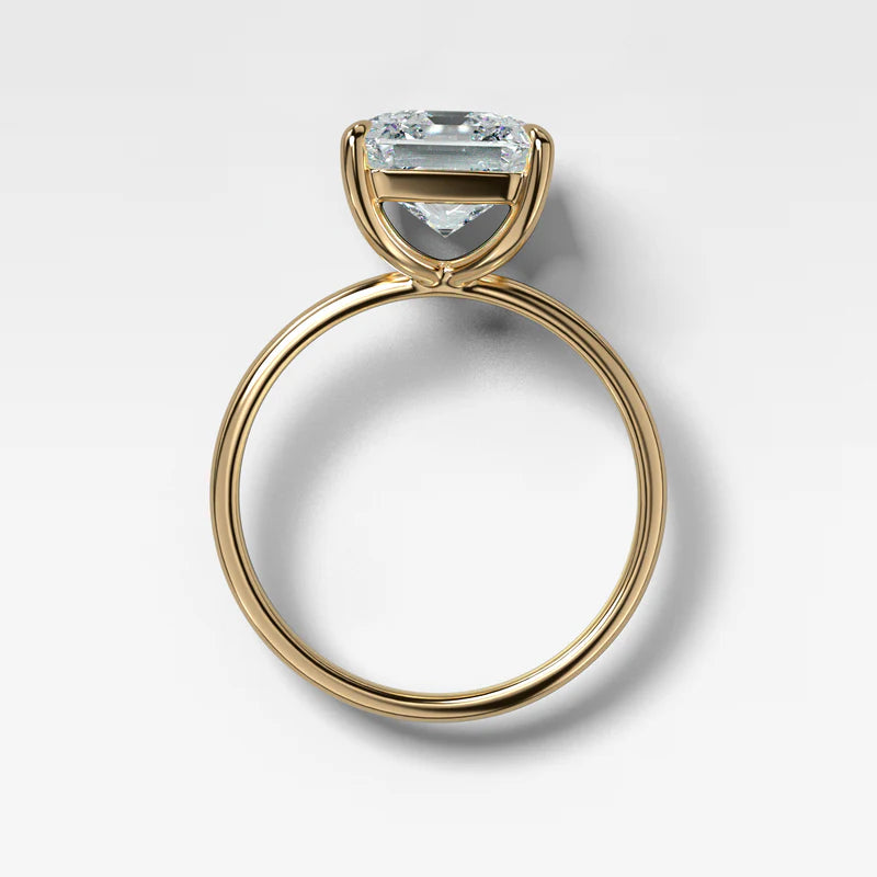 Thin + Simple Solitaire Engagement Ring With Asscher Cut Diamond