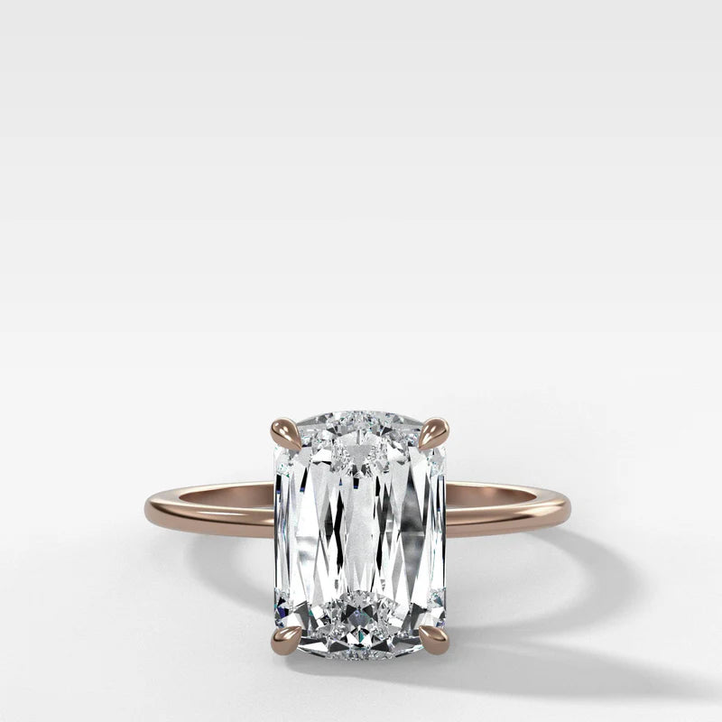 Thin + Simple Solitaire Engagement Ring With Crisscut® Cushion Cut Diamond