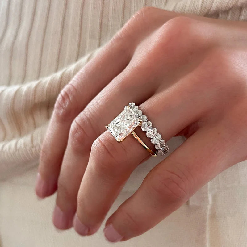 Thin + Simple Solitaire Engagement Ring With Elongated Radiant Cut Diamond