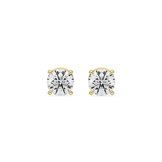 4-Claw Round Diamond Stud Earrings