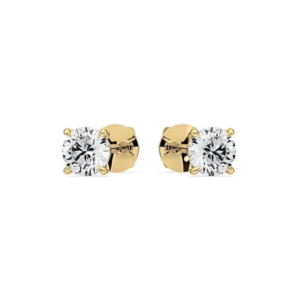 4-Claw Round Diamond Stud Earrings