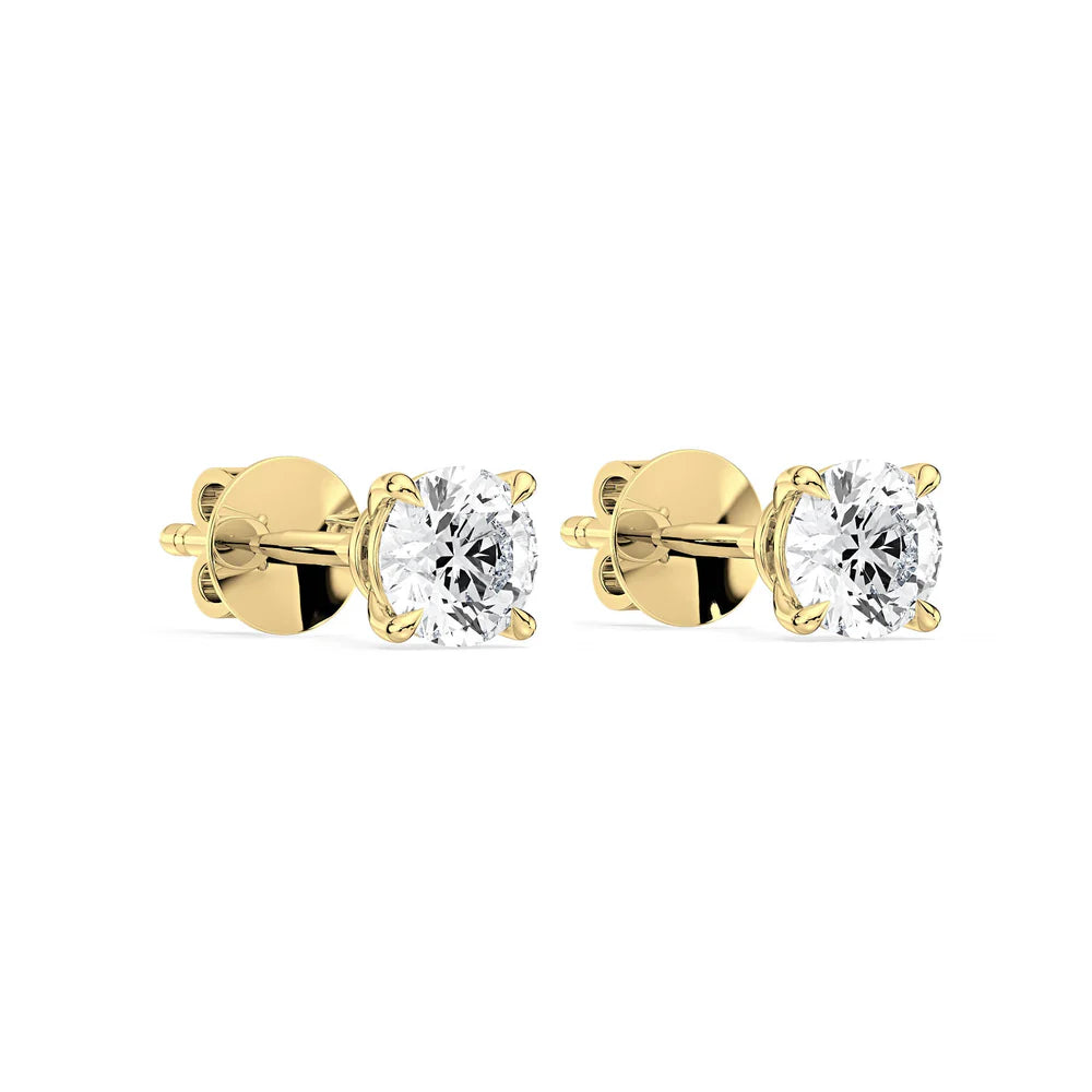 4-Claw Round Diamond Stud Earrings
