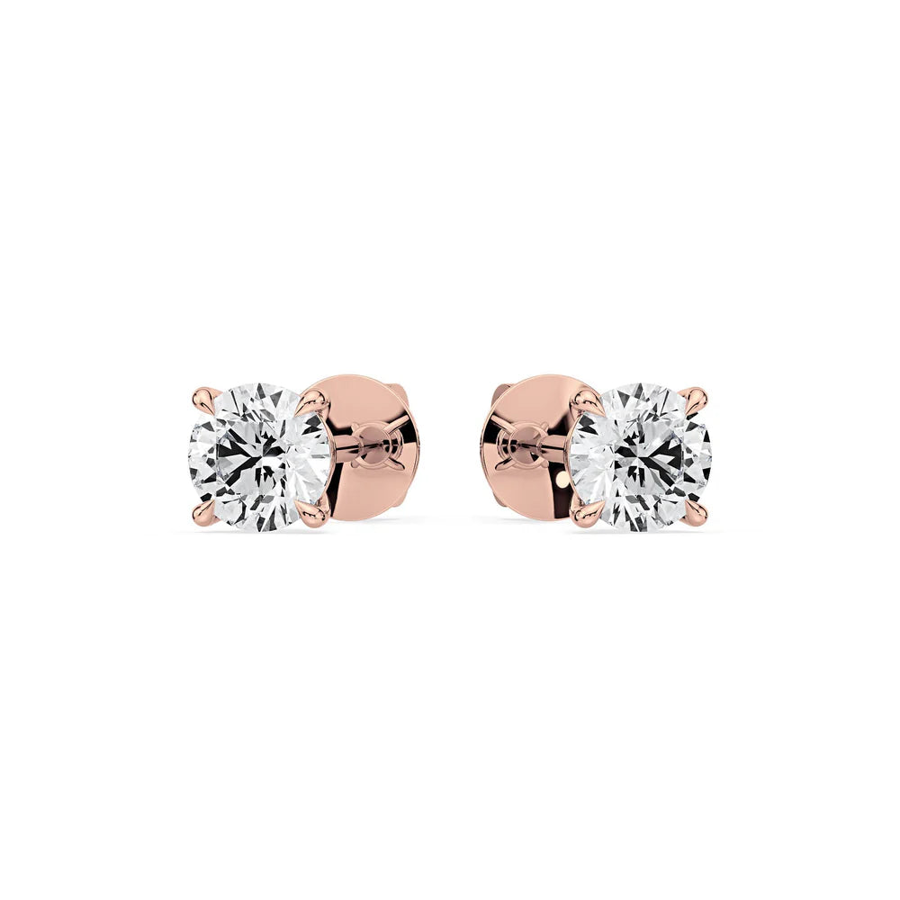 4-Claw Round Diamond Stud Earrings