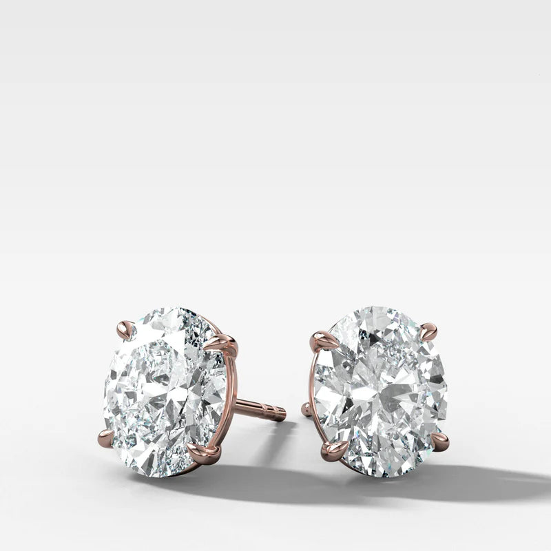 Oval Cut Single Prong Studs