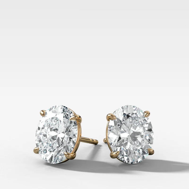 Oval Cut Single Prong Studs