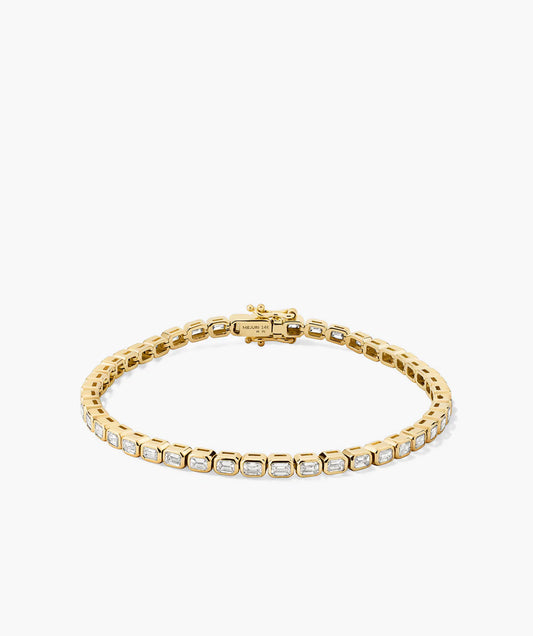 Bezel Tennis Bracelet with Emerald cut