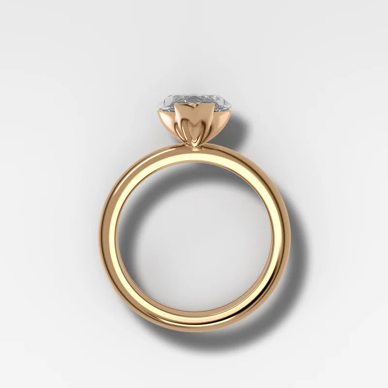 North South Half Bezel Solitaire Engagement Ring With Marquise Cut Diamond