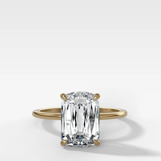 Thin + Simple Solitaire Engagement Ring With Crisscut® Cushion Cut Diamond