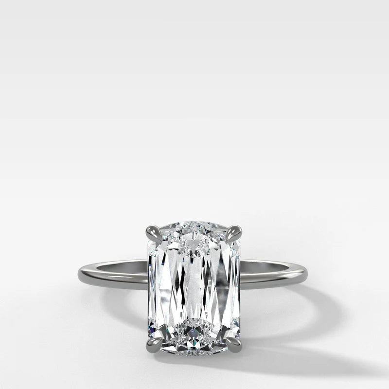 Thin + Simple Solitaire Engagement Ring With Crisscut® Cushion Cut Diamond