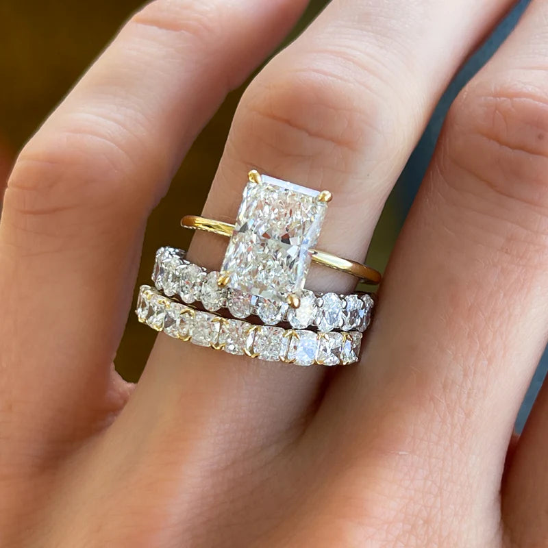 Thin + Simple Solitaire Engagement Ring With Elongated Radiant Cut Diamond