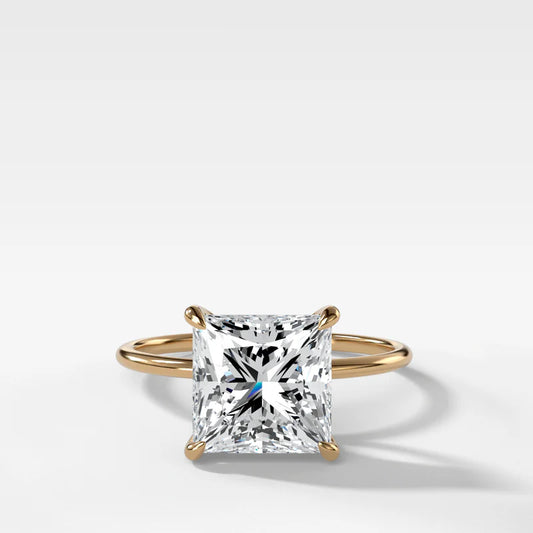 Thin + Simple Solitaire Engagement Ring With Princess Cut Diamond