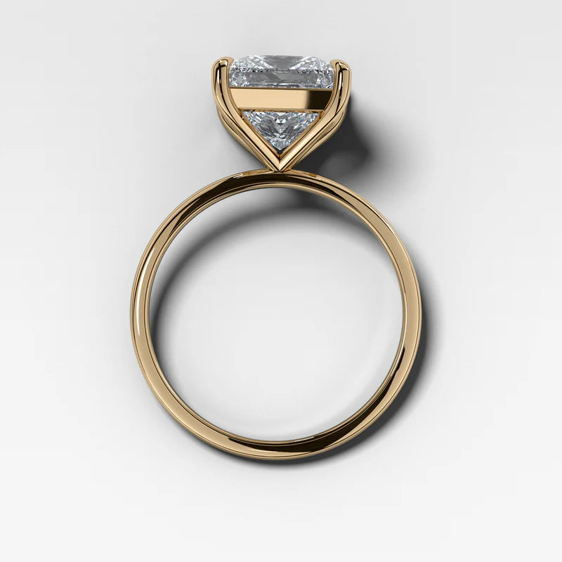 Thin + Simple Solitaire Engagement Ring With Princess Cut Diamond