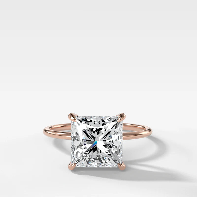 Thin + Simple Solitaire Engagement Ring With Princess Cut Diamond