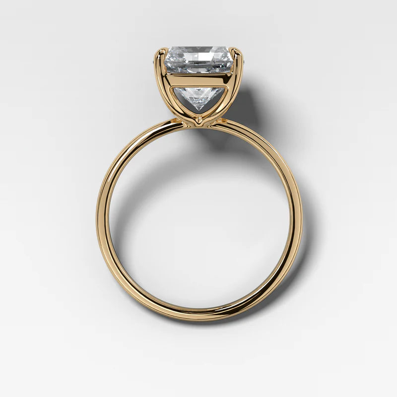 Thin + Simple Solitaire Engagement Ring With Radiant Cut Diamond