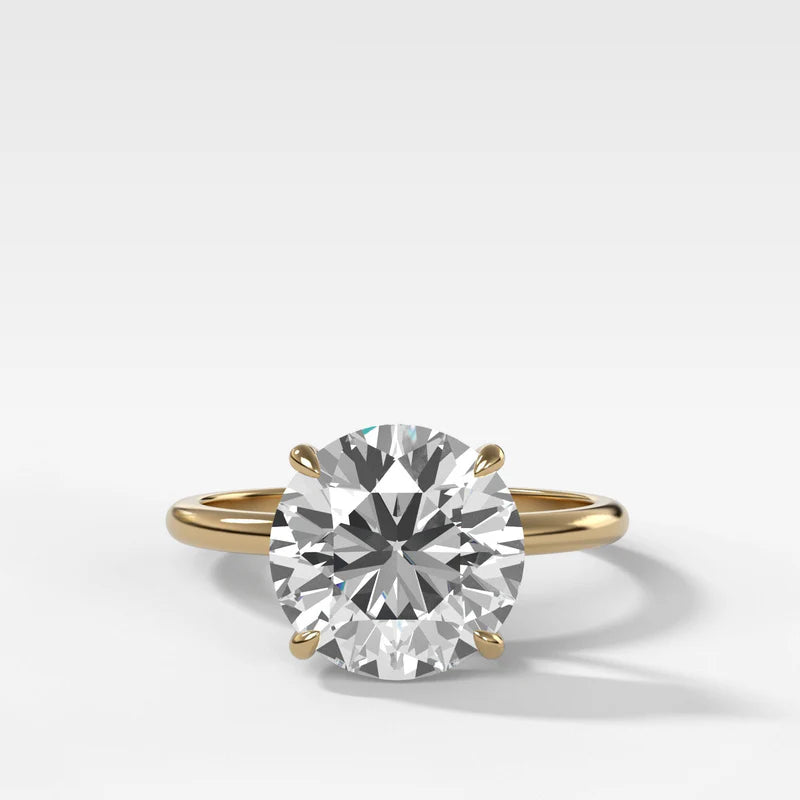 Thin + Simple Solitaire Engagement Ring With Round Brilliant Cut Diamond