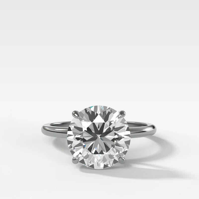Thin + Simple Solitaire Engagement Ring With Round Brilliant Cut Diamond