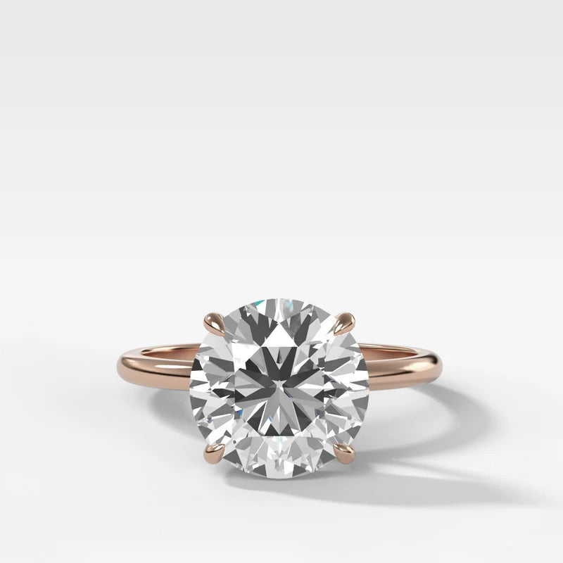 Thin + Simple Solitaire Engagement Ring With Round Brilliant Cut Diamond