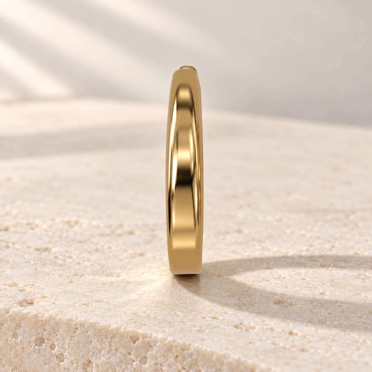 One Arc Classic Huggie Earring in yellow gold, front edge-on profile view — AI design preview; sold individually