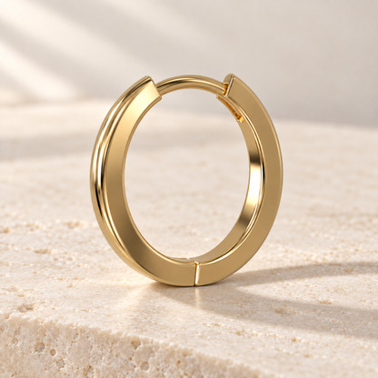 One Arc Classic Huggie Earring in yellow gold, true side profile view — AI design preview; sold individually