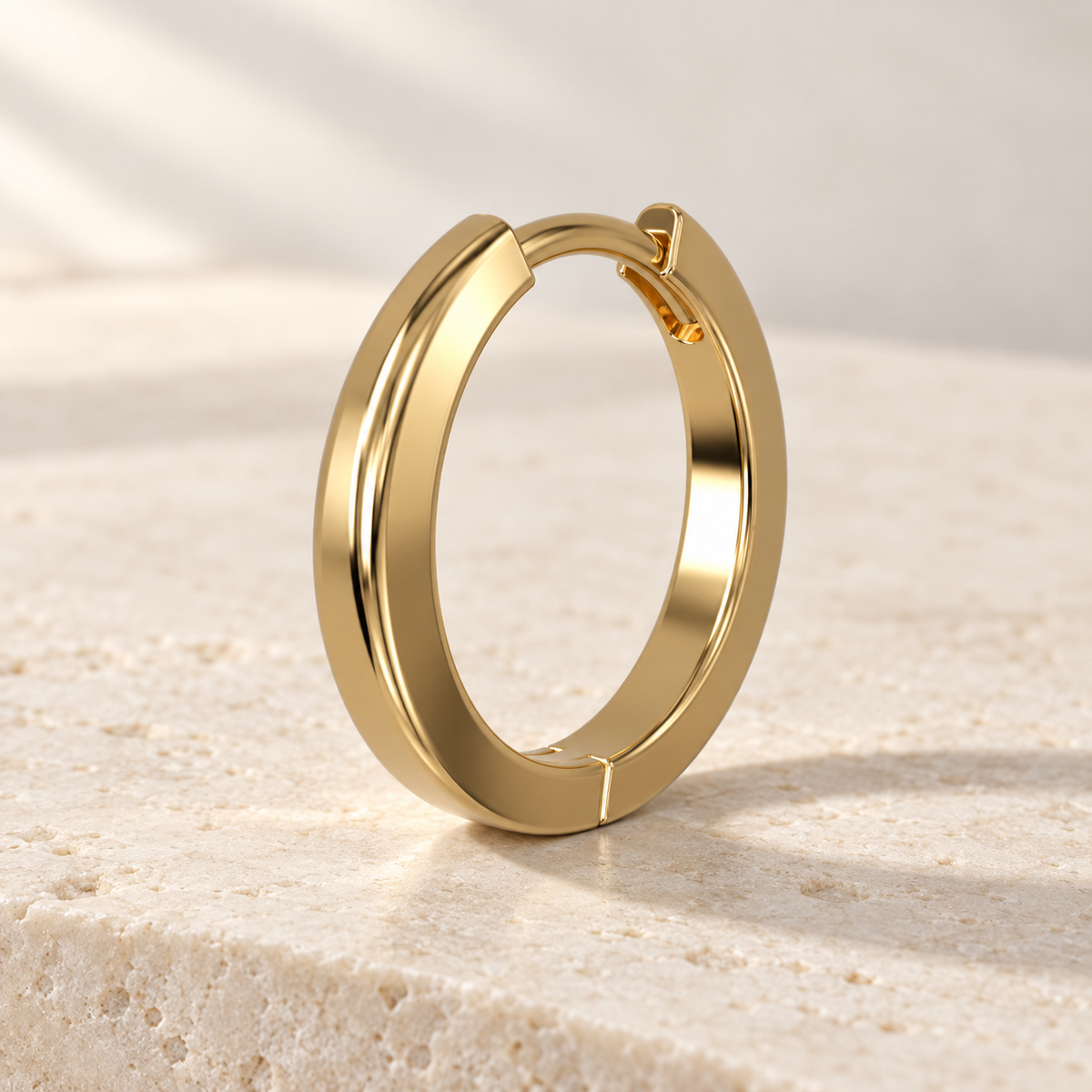 One Arc Classic Huggie Earring in yellow gold, three-quarter view — AI design preview; sold individually