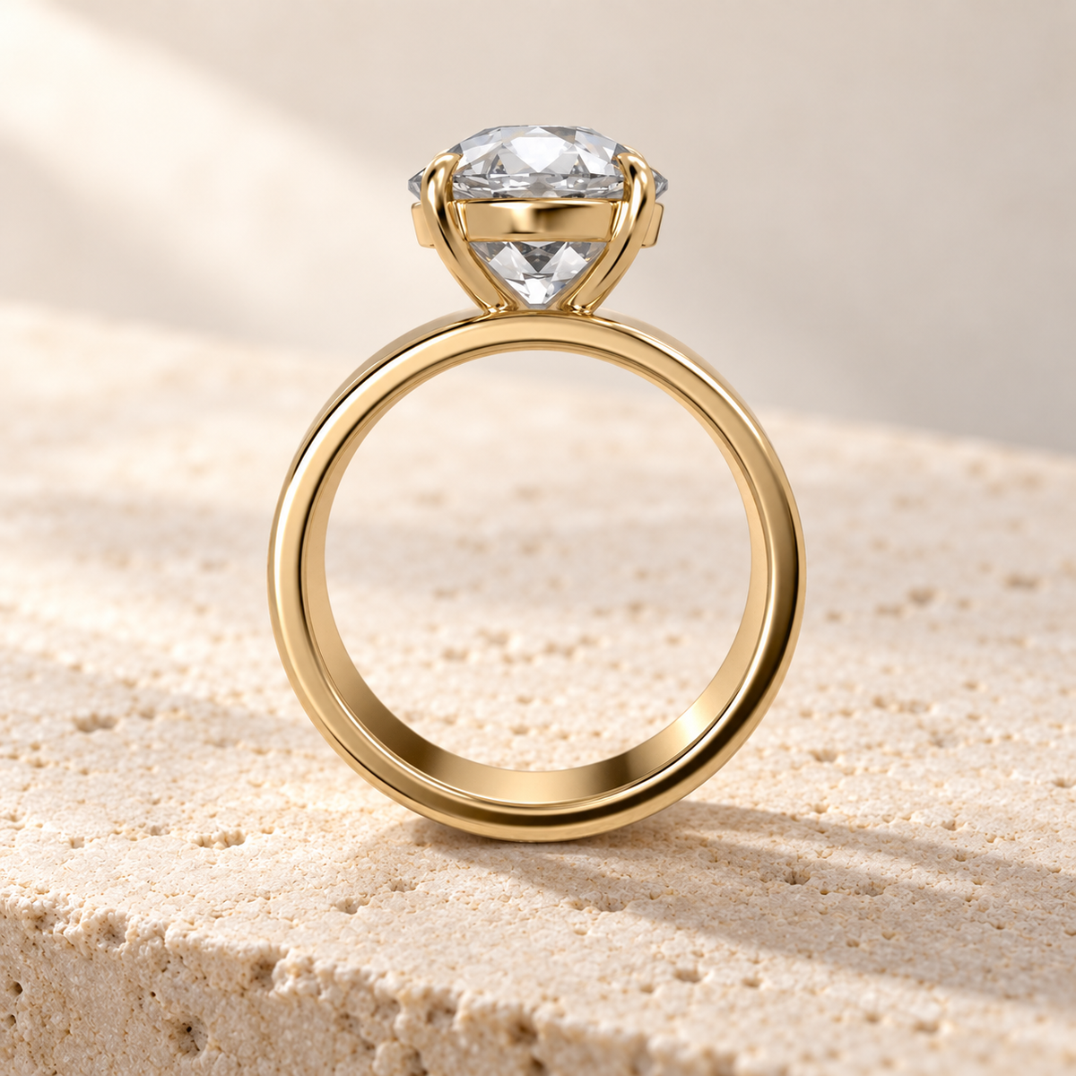 Forma Old European Cigar-Band Ring in yellow gold, side view — AI design preview