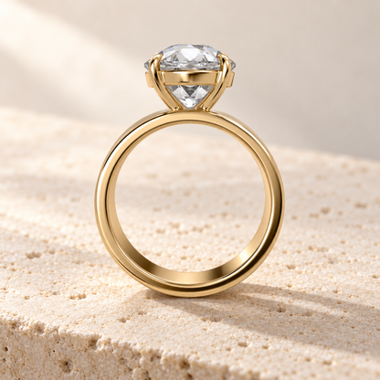 Forma Old European Cigar-Band Ring in yellow gold, side view — AI design preview