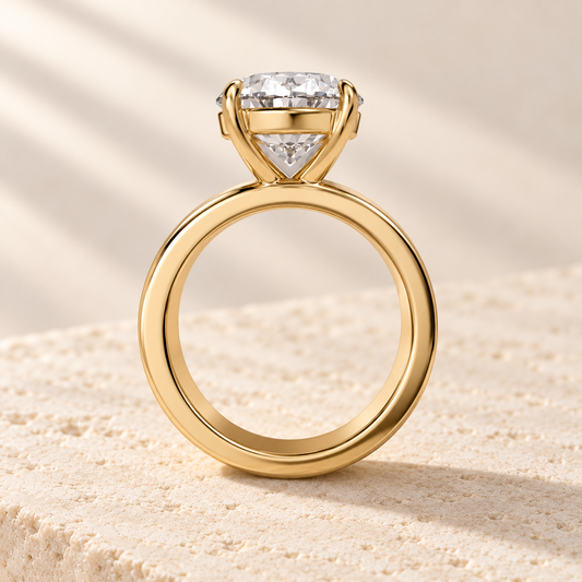 Forma Oval Cigar-Band Ring in yellow gold, side view — AI design preview