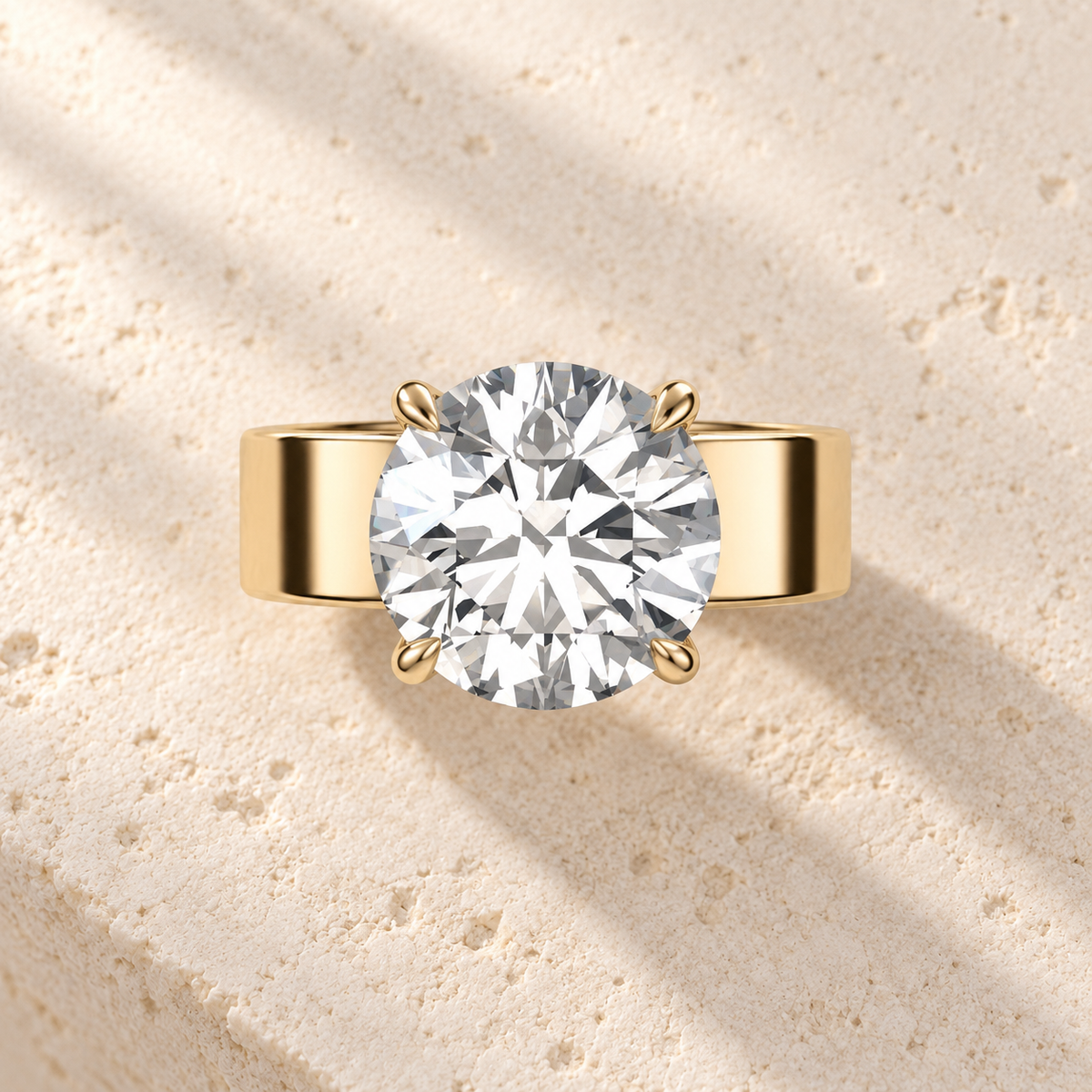 Forma Round Cigar-Band Ring in yellow gold, top view — AI design preview