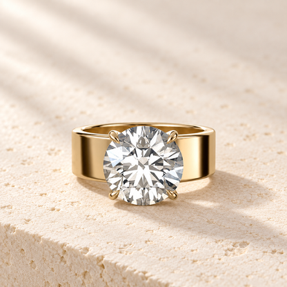 Forma Round Cigar-Band Ring in yellow gold, front view — AI design preview