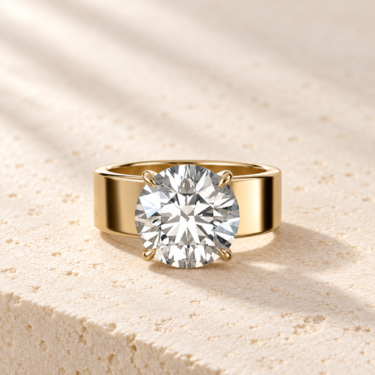 Forma Round Cigar-Band Ring in yellow gold, front view — AI design preview