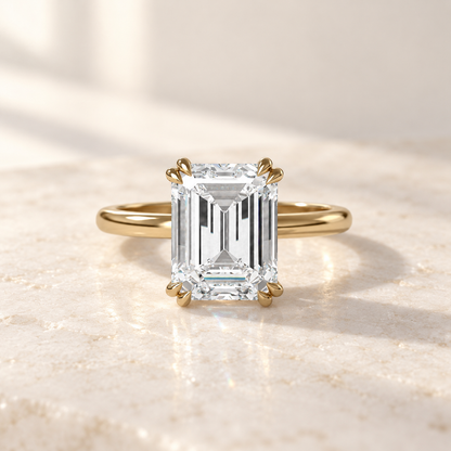 AI product preview of Altara North-South Emerald Cathedral Ring in yellow gold, front view