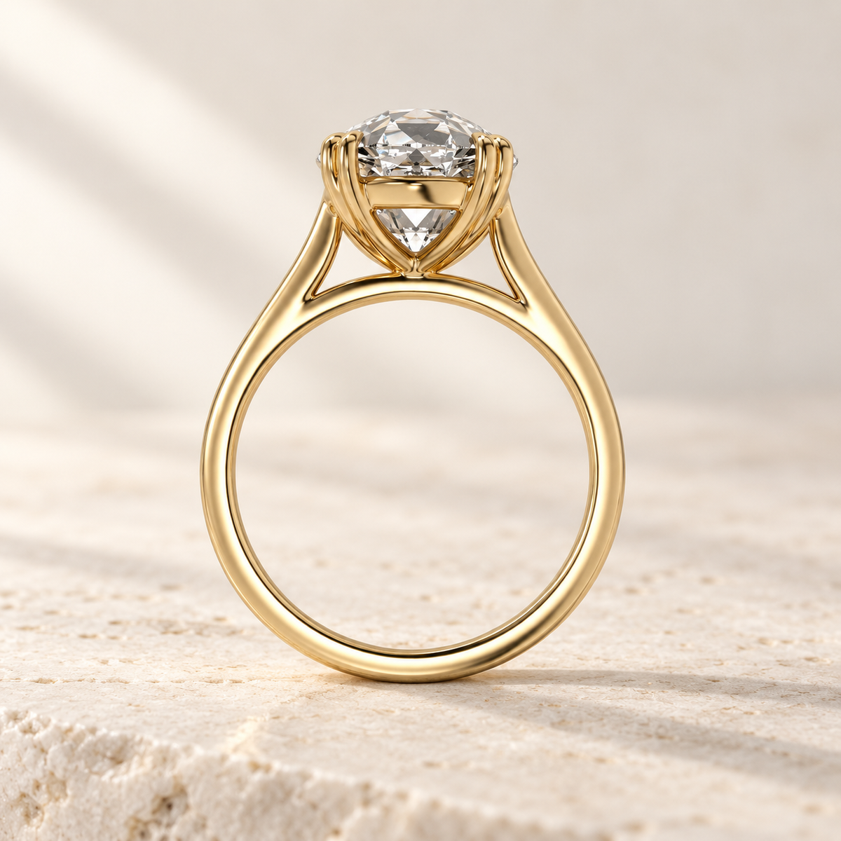 AI product preview of Altara Old European Cathedral Ring in yellow gold, side profile of the cathedral gallery
