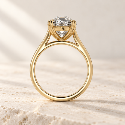 AI product preview of Altara Old European Cathedral Ring in yellow gold, side profile of the cathedral gallery