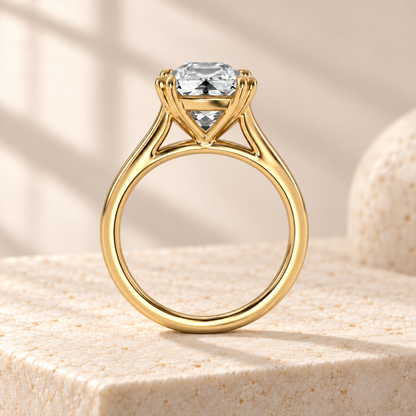 Altara Old Mine Cathedral Ring in yellow gold on cream stone, side view
