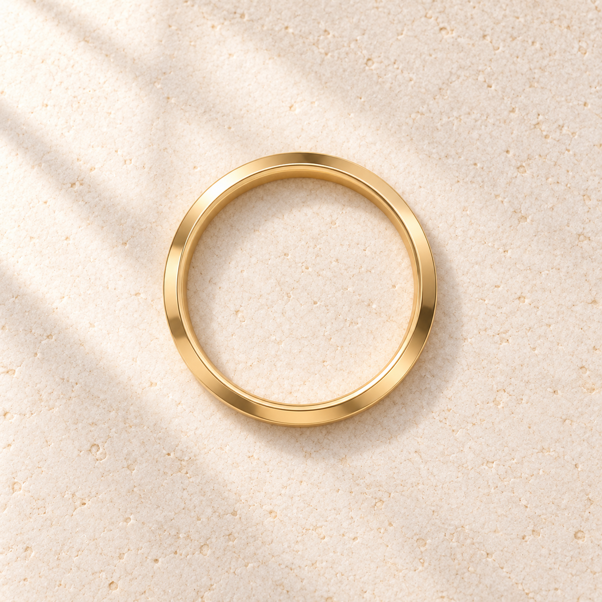 AI design preview — Astra Knife-Edge Wedding Band, top-down view