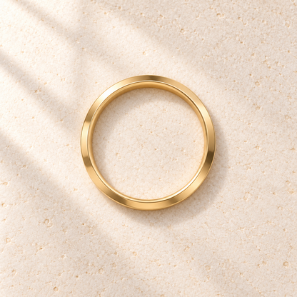 AI design preview — Astra Knife-Edge Wedding Band, top-down view