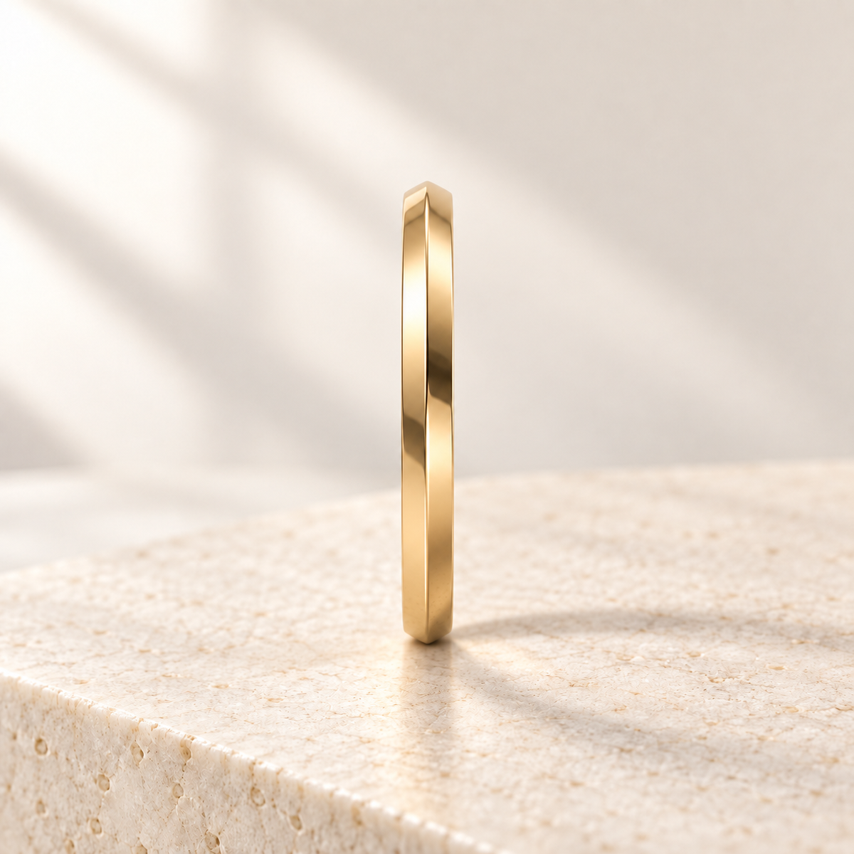 AI design preview — Astra Knife-Edge Wedding Band, side view