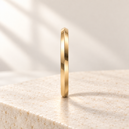 AI design preview — Astra Knife-Edge Wedding Band, side view