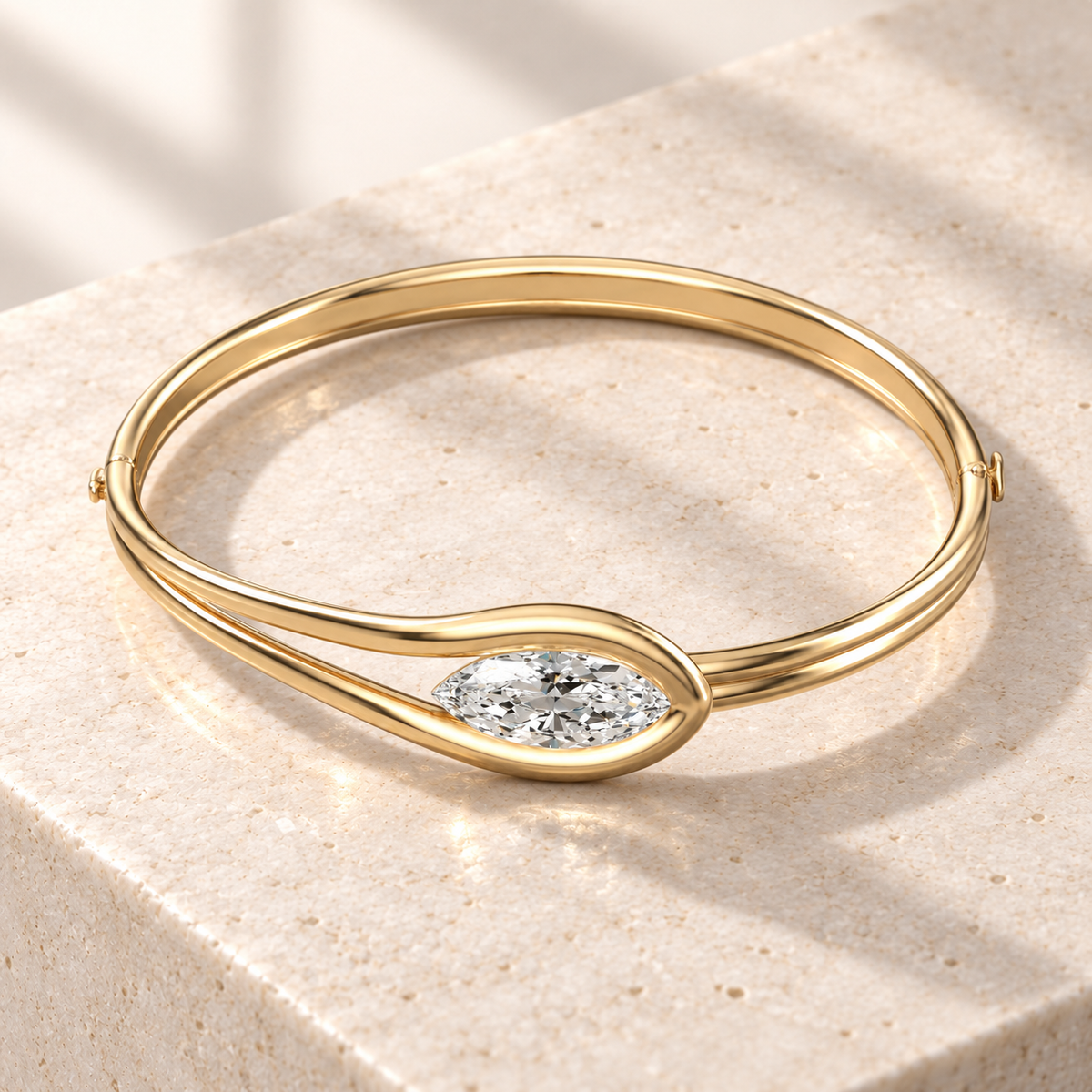 AI product preview — Embrace East-West Marquise Diamond Bangle, elevated top view