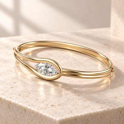 AI product preview — Embrace East-West Marquise Diamond Bangle, three-quarter view
