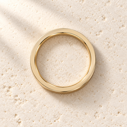 AI product preview of Forma Polished Wedding Band — 3 mm in yellow gold, overhead view