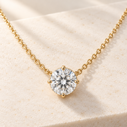 AI design preview — Meridian Round Diamond Pendant Necklace, front view