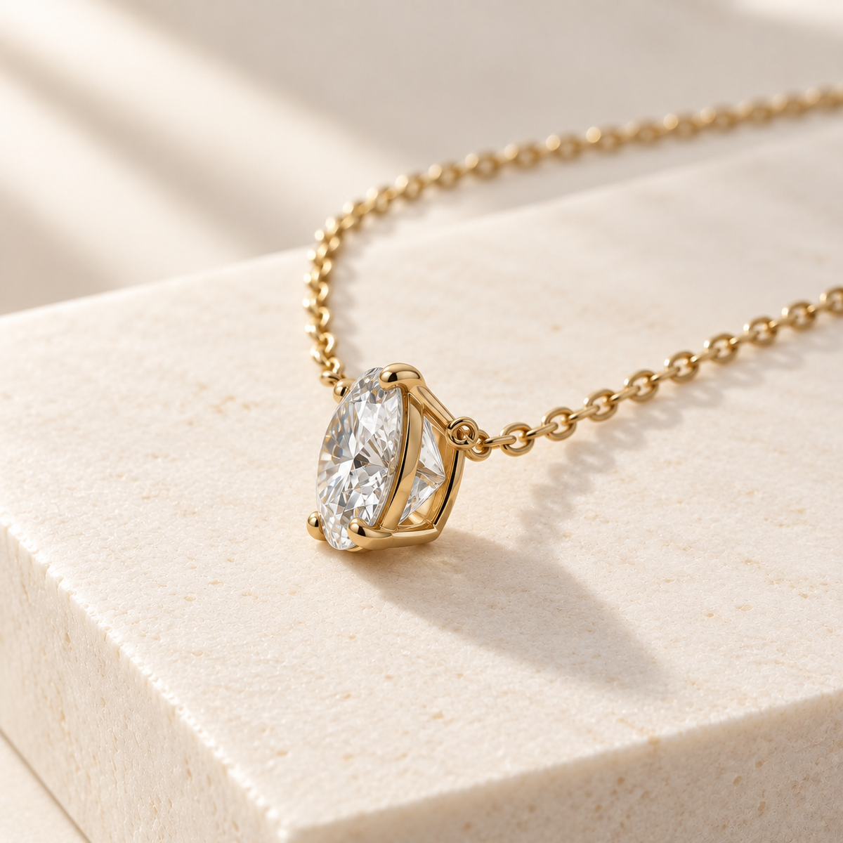 AI design preview — Meridian Round Diamond Pendant Necklace, side view