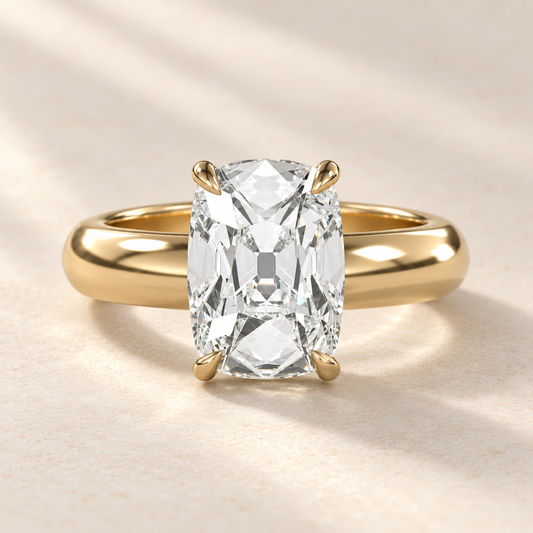 Solara Old Mine Domed Solitaire Ring in yellow gold, front view