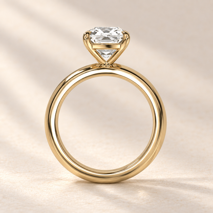 Solara Old Mine Domed Solitaire Ring in yellow gold, profile view